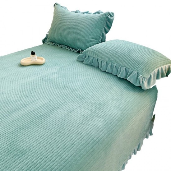 2024 Autumn/Winter milk velvet lace bed cover, anti-static, quilted, thickened, non-slip solid color bed cover set (three-piece set) 2024 Autumn/Winter milk velvet lace bed cover, anti-static, quilted, thickened, non-slip solid color bed cover set (three-piece set)