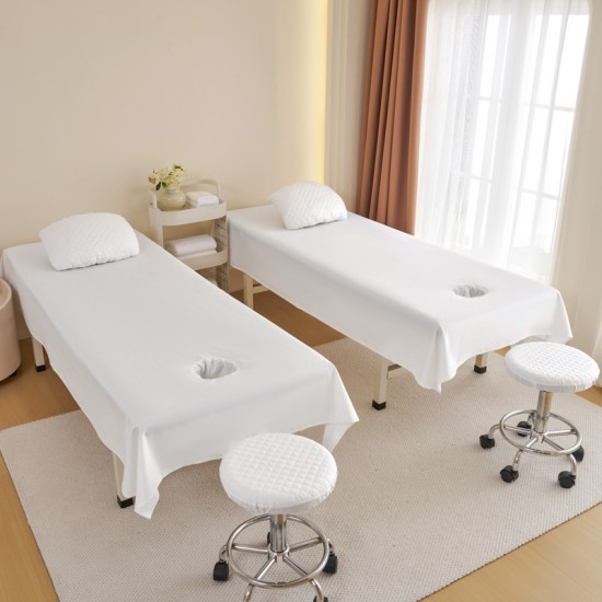 Pure cotton beauty salon-grade solid-color bed sheets, pure cotton beauty salon spa massage therapy and body shaping sheets with holes