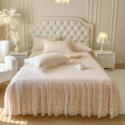 Korean quilted bed skirt, one-piece, luxurious lace princess-style, dust-proof, concealing, and usable all seasons. Korean quilted bed skirt, one-piece, luxurious lace princess-style, dust-proof, concealing, and usable all seasons.