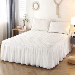 Simple all-cotton bed skirt, single bed cover, pure cotton non-slip three-piece Simmons mattress protector set (1) 5m 1.8m bed for all seasons Simple all-cotton bed skirt, single bed cover, pure cotton non-slip three-piece Simmons mattress protector set (1) 5m 1.8m bed for all seasons
