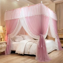 Double-layer mosquito net, integrated European-style bed curtain with stand, 1.8m curtain, 1.5m² princess-style blackout bed curtain