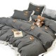 2025 new winter cartoon washed cotton brushed four-piece set, cute girls' sheets and quilt covers, three-piece bedding set