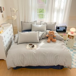 INS Nordic simple striped 100% cotton men's four-piece washed cotton set, soft cotton duvet cover, three-piece bed sheet set. INS Nordic simple striped 100% cotton men's four-piece washed cotton set, soft cotton duvet cover, three-piece bed sheet set.