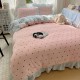 Korean style girly milk fleece four-piece set, new winter thickened warm sheet and quilt cover three-piece bedding set. Korean style girly milk fleece four-piece set, new winter thickened warm sheet and quilt cover three-piece bedding set.