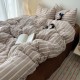 Simple colorful striped washed cotton four-piece bedding set, MUJI-style, ultra-soft waxed quilt cover, three-piece student bed sheet set. Simple colorful striped washed cotton four-piece bedding set, MUJI-style, ultra-soft waxed quilt cover, three-piece student bed sheet set.