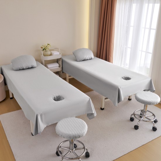 Pure cotton beauty salon-grade solid-color bed sheets, pure cotton beauty salon spa massage therapy and body shaping sheets with holes