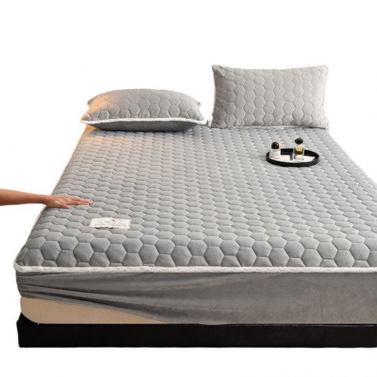 Winter milk fleece thickened quilted fitted sheet, single 2025 new non-slip mattress cover, Simmons mattress protector Winter milk fleece thickened quilted fitted sheet, single 2025 new non-slip mattress cover, Simmons mattress protector