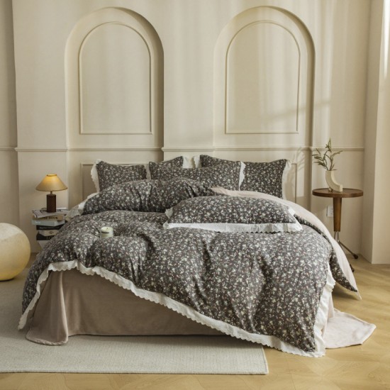 2025 autumn/winter new cotton and fleece double-layer yarn thickened milk fleece four-piece set, Korean princess-style sheets 2025 autumn/winter new cotton and fleece double-layer yarn thickened milk fleece four-piece set, Korean princess-style sheets