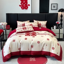 Chinese-style wedding four-piece set, red bed sheet and quilt cover, wedding bedding, wedding room wedding quilt fiber Chinese-style wedding four-piece set, red bed sheet and quilt cover, wedding bedding, wedding room wedding quilt fiber