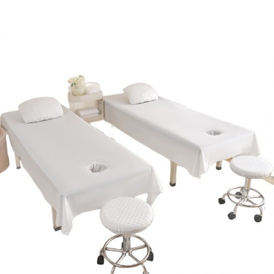 Pure cotton beauty salon-grade solid-color bed sheets, pure cotton beauty salon spa massage therapy and body shaping sheets with holes