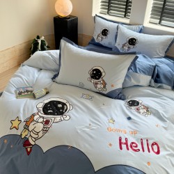 INS children's boys' four-piece cotton bedding set with astronaut cartoon 100, three-piece cotton sheet and quilt cover set INS children's boys' four-piece cotton bedding set with astronaut cartoon 100, three-piece cotton sheet and quilt cover set