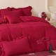 French romantic butterfly wedding four-piece set, bright red bed sheet and quilt cover, wedding quilt, dowry, wedding bedding set (4 pieces)