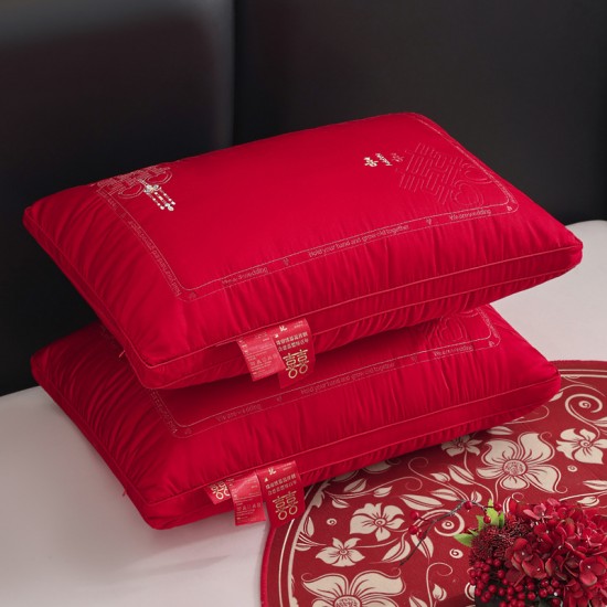 Wedding pillow, happy wedding, bright red festive latex pillow core, dowry, wedding, pair of soy fiber pillows Wedding pillow, happy wedding, bright red festive latex pillow core, dowry, wedding, pair of soy fiber pillows