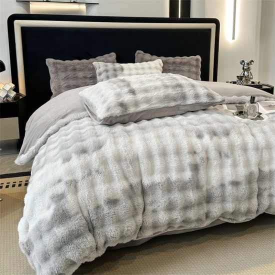 High-end rabbit fur four-piece milk fleece bedding set, thickened double-sided coral fleece, autumn and winter sheets, 2025 new models. High-end rabbit fur four-piece milk fleece bedding set, thickened double-sided coral fleece, autumn and winter sheets, 2025 new models.