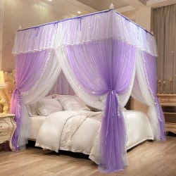 Double-layer mosquito net, integrated European-style bed curtain with stand, 1.8m curtain, 1.5m² princess-style blackout bed curtain