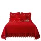 Milk fleece Wedding single-piece bright red quilted bedspread, bed sheet, wedding lace cover, anti-wedding velvet. Milk fleece Wedding single-piece bright red quilted bedspread, bed sheet, wedding lace cover, anti-wedding velvet.