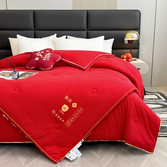 Bridal red summer quilt, air-conditioning quilt, fiber knitted cotton, spring, autumn, and winter quilt core, mother-and-child quilt, wedding supplies Wedding Bridal red summer quilt, air-conditioning quilt, fiber knitted cotton, spring, autumn, and winter quilt core, mother-and-child quilt, wedding supplies Wedding
