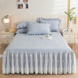 New high-end Korean princess-style quilted bed skirt, single-piece, lace-trimmed bed apron cover, universal for all seasons. New high-end Korean princess-style quilted bed skirt, single-piece, lace-trimmed bed apron cover, universal for all seasons.