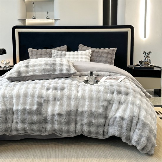 High-end rabbit fur four-piece milk fleece bedding set, thickened double-sided coral fleece, autumn and winter sheets, 2025 new models. High-end rabbit fur four-piece milk fleece bedding set, thickened double-sided coral fleece, autumn and winter sheets, 2025 new models.