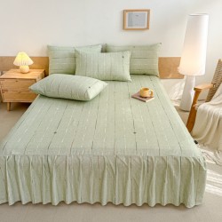 Old coarse cloth bed skirt, single, pure cotton, three-piece, four-season set, thickened cotton non-slip sheets, bedspread, summer cover, concealing hem. Old coarse cloth bed skirt, single, pure cotton, three-piece, four-season set, thickened cotton non-slip sheets, bedspread, summer cover, concealing hem.