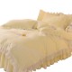 Korean princess-style bed skirt, four-piece lace quilt cover, girly solid-color sheets, washed cotton bedding. Korean princess-style bed skirt, four-piece lace quilt cover, girly solid-color sheets, washed cotton bedding.