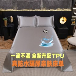 Stain-proof washable ice silk sheets, single, summer silky waterproof bedsheets, dormitory single and double pillowcases, ice silk urine-proof. Stain-proof washable ice silk sheets, single, summer silky waterproof bedsheets, dormitory single and double pillowcases, ice silk urine-proof.
