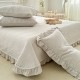 Free shipping on Korean double-sided washed cotton and linen bed cover, three-piece lace white quilted, non-slip bed sheet set for spring and summer. Free shipping on Korean double-sided washed cotton and linen bed cover, three-piece lace white quilted, non-slip bed sheet set for spring and summer.