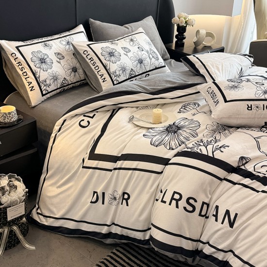 2025 autumn and winter new designer-style baby milk fleece four-piece set, coral fleece, thickened and warm sheets and quilt covers 2025 autumn and winter new designer-style baby milk fleece four-piece set, coral fleece, thickened and warm sheets and quilt covers