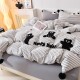 Cute cartoon washed cotton four-piece bed set, pure cotton quilt cover, children's three-piece fitted sheet set, type A Cute cartoon washed cotton four-piece bed set, pure cotton quilt cover, children's three-piece fitted sheet set, type A