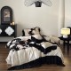 High-end, niche-style, printed, brushed cotton four-piece set, pure cotton autumn and winter thickened duvet cover and bedding High-end, niche-style, printed, brushed cotton four-piece set, pure cotton autumn and winter thickened duvet cover and bedding