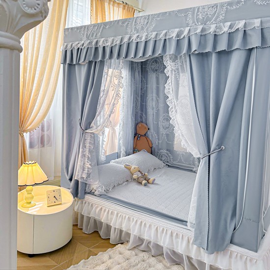 2025 new high-end bedroom mosquito net, princess-style blackout curtains, bed curtains, integrated children's anti-fall mosquito net