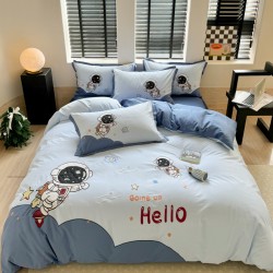 INS children's boys' four-piece cotton bedding set with astronaut cartoon 100, three-piece cotton sheet and quilt cover set INS children's boys' four-piece cotton bedding set with astronaut cartoon 100, three-piece cotton sheet and quilt cover set