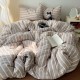 Simple colorful striped washed cotton four-piece bedding set, MUJI-style, ultra-soft waxed quilt cover, three-piece student bed sheet set. Simple colorful striped washed cotton four-piece bedding set, MUJI-style, ultra-soft waxed quilt cover, three-piece student bed sheet set.
