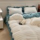 Girly heart tassel lotus leaf lace quilt, thickened milk velvet four-piece set, warm coral fleece bedding for autumn and winter. Girly heart tassel lotus leaf lace quilt, thickened milk velvet four-piece set, warm coral fleece bedding for autumn and winter.