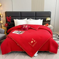 Bridal red summer quilt, air-conditioning quilt, fiber knitted cotton, spring, autumn, and winter quilt core, mother-and-child quilt, wedding supplies Wedding