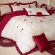 French romantic butterfly wedding four-piece set, bright red bed sheet and quilt cover, wedding quilt, dowry, wedding bedding set (4 pieces)