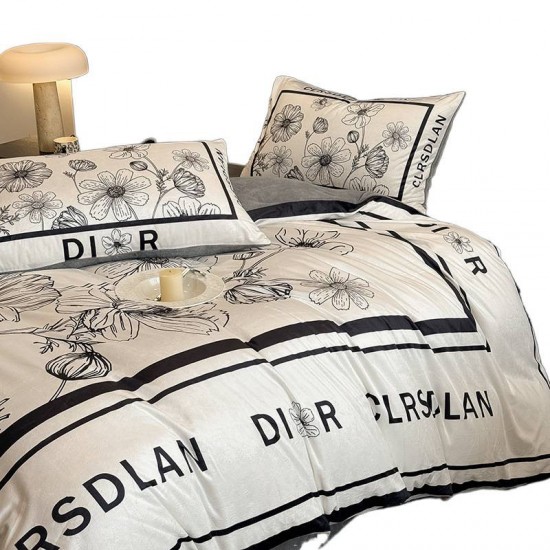 2025 autumn and winter new designer-style baby milk fleece four-piece set, coral fleece, thickened and warm sheets and quilt covers 2025 autumn and winter new designer-style baby milk fleece four-piece set, coral fleece, thickened and warm sheets and quilt covers