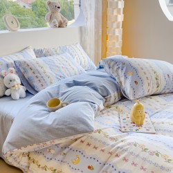 INS pure cotton four-piece set, 100% cotton bed sheet, internet celebrity duvet cover, student dormitory three-piece set, pastoral style bed INS pure cotton four-piece set, 100% cotton bed sheet, internet celebrity duvet cover, student dormitory three-piece set, pastoral style bed