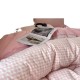 MUJI-style hemp rope washed cotton four-piece bed set, simple plaid bed sheet, duvet cover, dormitory three-piece fitted sheet.