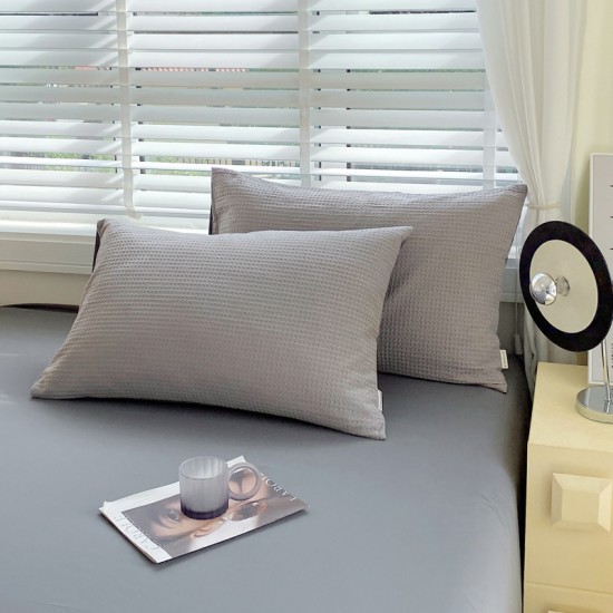 Waffle pattern pure cotton pillowcase, single, 48x74, pair, children's pillowcase, solid color pillow liner set. Waffle pattern pure cotton pillowcase, single, 48x74, pair, children's pillowcase, solid color pillow liner set.