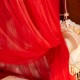 Red retractable mosquito net, 1.8m floor-standing bed with three doors, U-shaped bed curtains for newlyweds. Red retractable mosquito net, 1.8m floor-standing bed with three doors, U-shaped bed curtains for newlyweds.