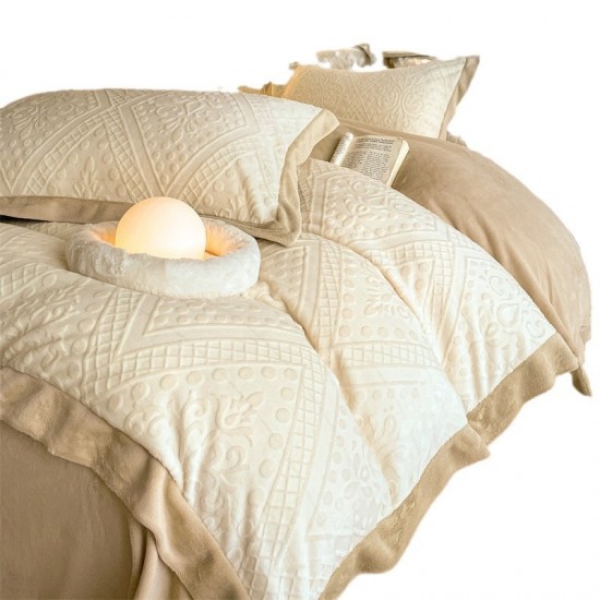 Luxury Milk Fleece Four-Piece Bedding Set, Light Luxury Coral Fleece Bedsheet Single quilt cover for baby plush fitted sheet, 2023 new models Luxury Milk Fleece Four-Piece Bedding Set, Light Luxury Coral Fleece Bedsheet Single quilt cover for baby plush fitted sheet, 2023 new models