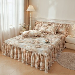 Princess-style three-piece bed skirt, single-piece bedspread, 1.8m, non-slip lace, all-cotton bed cover, bed apron Princess-style three-piece bed skirt, single-piece bedspread, 1.8m, non-slip lace, all-cotton bed cover, bed apron