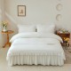 White cotton bedspread, bed skirt, single, non-slip ruffled cotton sheet, 1.8x2x2.2m, fitted sheet protector.