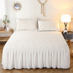 Simple all-cotton bed skirt, single bed cover, pure cotton non-slip three-piece Simmons mattress protector set (1) 5m 1.8m bed for all seasons Simple all-cotton bed skirt, single bed cover, pure cotton non-slip three-piece Simmons mattress protector set (1) 5m 1.8m bed for all seasons