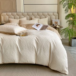 Carved milk velvet four-piece bedding set, winter coral velvet duvet cover, thickened flannel baby velvet fitted sheet. Carved milk velvet four-piece bedding set, winter coral velvet duvet cover, thickened flannel baby velvet fitted sheet.