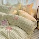 INS four-piece bow-knot washed cotton set, girly towel embroidered plaid quilt cover, three-piece set for student dormitories INS four-piece bow-knot washed cotton set, girly towel embroidered plaid quilt cover, three-piece set for student dormitories