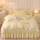 Korean princess-style bed skirt, four-piece lace quilt cover, girly solid-color sheets, washed cotton bedding. Korean princess-style bed skirt, four-piece lace quilt cover, girly solid-color sheets, washed cotton bedding.