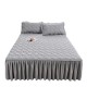 Washed cotton bed skirt, single solid color quilted dust cover, 1.5m x 1.8m sheet, non-slip fitted sheet