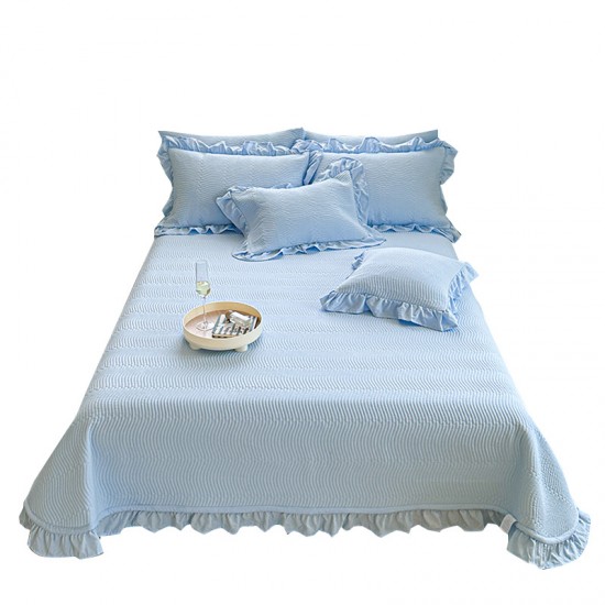 Free shipping on Korean double-sided washed cotton and linen bed cover, three-piece lace white quilted, non-slip bed sheet set for spring and summer. Free shipping on Korean double-sided washed cotton and linen bed cover, three-piece lace white quilted, non-slip bed sheet set for spring and summer.